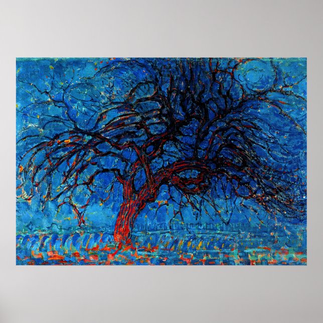 Mondrian - Avond (Evening) Red Tree Poster (Front)