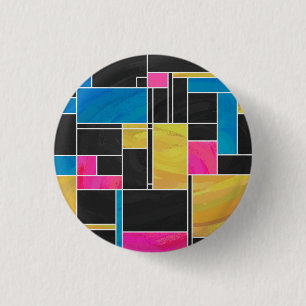 Mondrian Blue Pink Black Print 3 Cm Round Badge