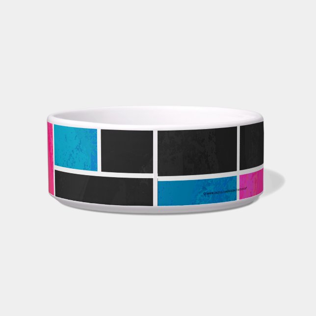 Mondrian Blue Pink Black Print Bowl (Back)