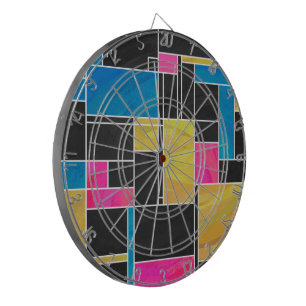 Mondrian Blue Pink Black Print Dartboard