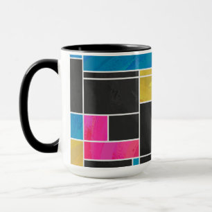 Mondrian Blue Pink Black Print Mug