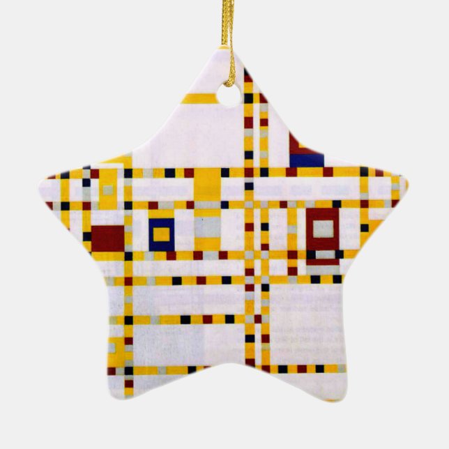 Mondrian - Broadway Boogie Woogie Ceramic Tree Decoration (Back)