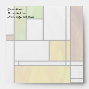 Mondrian Brown Yellow Green Print Envelopes