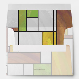 Mondrian Brown Yellow Green Print Envelopes