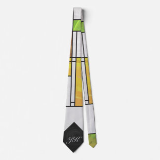 Mondrian Brown Yellow Green Print Tie