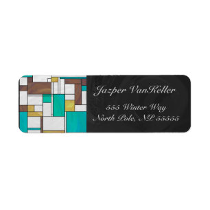 Mondrian Brown Yellow Teal Print