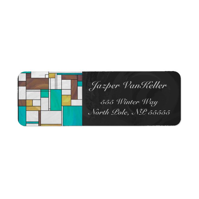 Mondrian Brown Yellow Teal Print (Front)