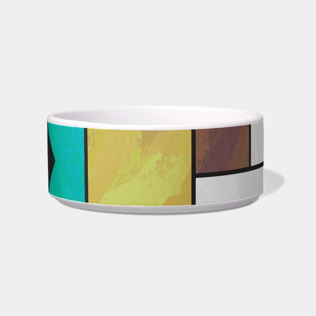 Mondrian Brown Yellow Teal Print Bowl (Right)