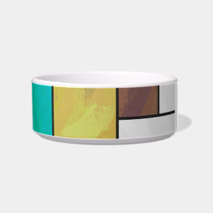 Mondrian Brown Yellow Teal Print Bowl