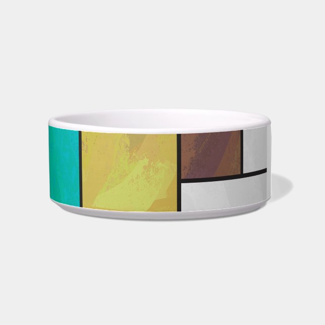 Mondrian Brown Yellow Teal Print Bowl (Right)