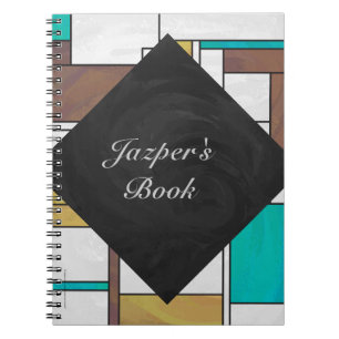 Mondrian Brown Yellow Teal Print Notebook