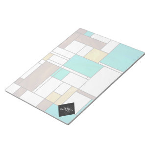 Mondrian Brown Yellow Teal Print Notepad