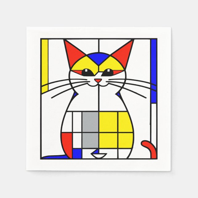 Mondrian cat napkin (Front)