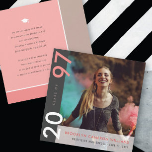 Mondrian Colour Blocks Grad Modern Photo Graduatio Announcement