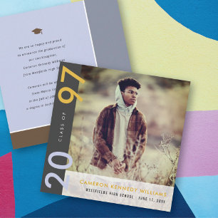 Mondrian Colour Blocks Grad Modern Photo Graduatio Announcement
