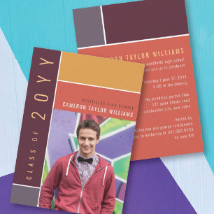 Mondrian Colour Blocks Mod Photo Graduation Party Invitation