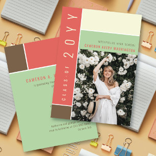 Mondrian Colour Blocks Mod Photo Graduation Party Invitation