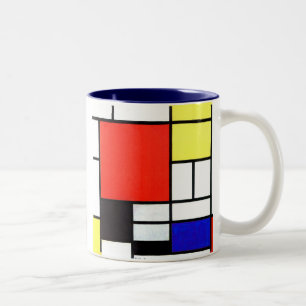 Mondrian,Composition in red, yellow, blue and blac Two-Tone Coffee Mug