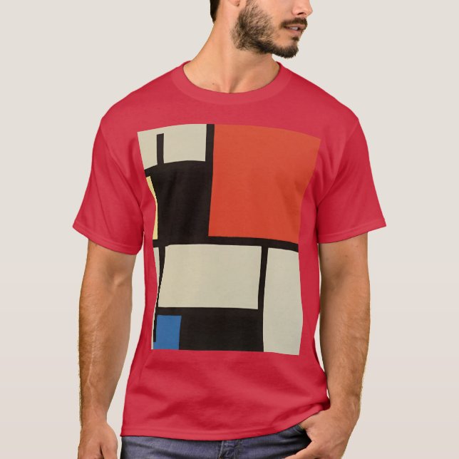 Mondrian Composition Modern Abstract Cardinal T-Shirt (Front)