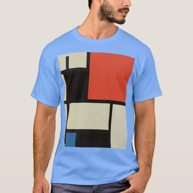 Mondrian Composition Modern Abstract Carolina Blue T-Shirt (Front)
