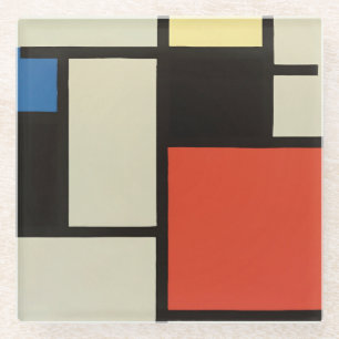 Mondrian Composition Modern Abstract Painting Art Glass Coaster