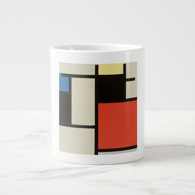 Mondrian Composition Modern Abstract Painting Art Large Coffee Mug (Front)