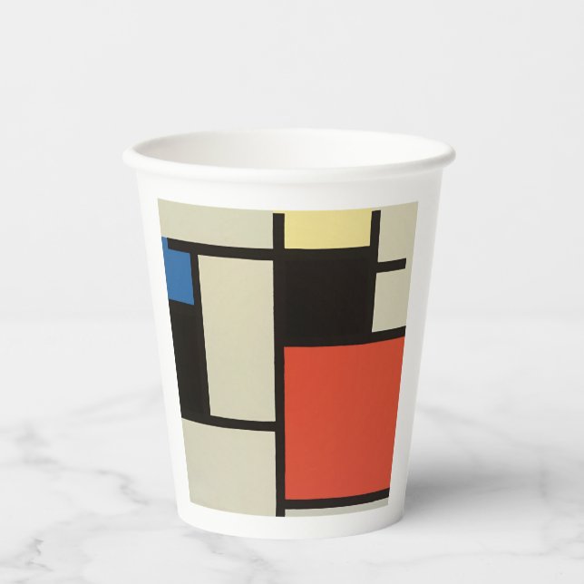 Mondrian Composition Modern Abstract Painting Art Paper Cups (Front)