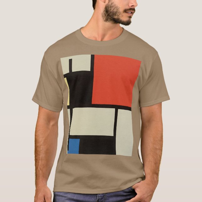 Mondrian Composition Modern Abstract Pebble T-Shirt (Front)