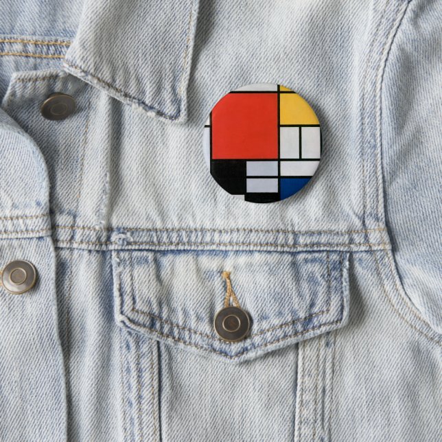 Mondrian Composition Red Yellow Blue Black  6 Cm Round Badge (In Situ)