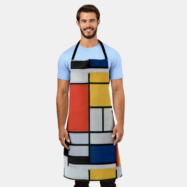 Mondrian Composition Red Yellow Blue Black  Apron (Worn)