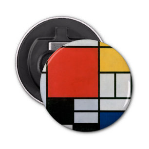 Mondrian Composition Red Yellow Blue Black Bottle Opener