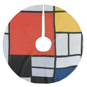Mondrian Composition Red Yellow Blue Black Brushed Polyester Tree Skirt
