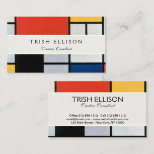 Mondrian Composition Red Yellow Blue Black Business Card