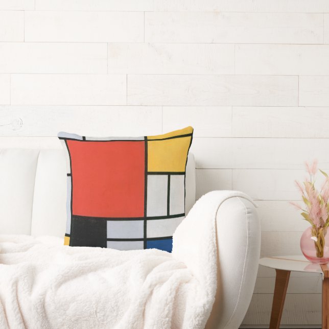 Mondrian Composition Red Yellow Blue Black  Cushion (Couch)