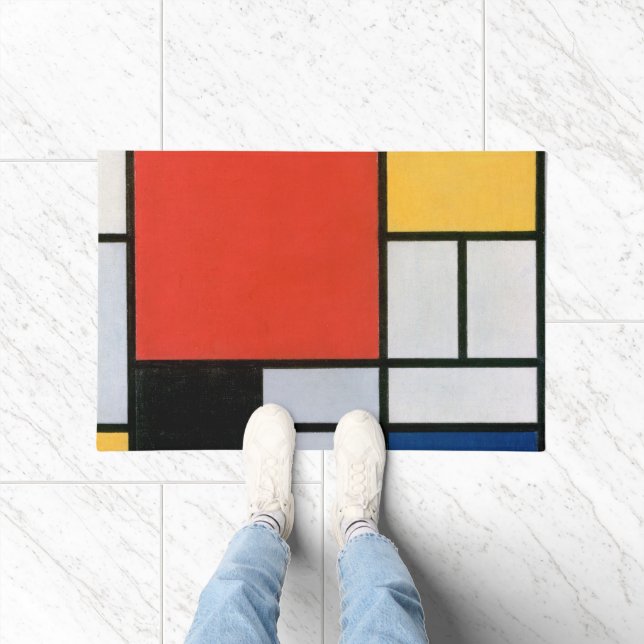 Mondrian Composition Red Yellow Blue Black  Doormat (Indoor)