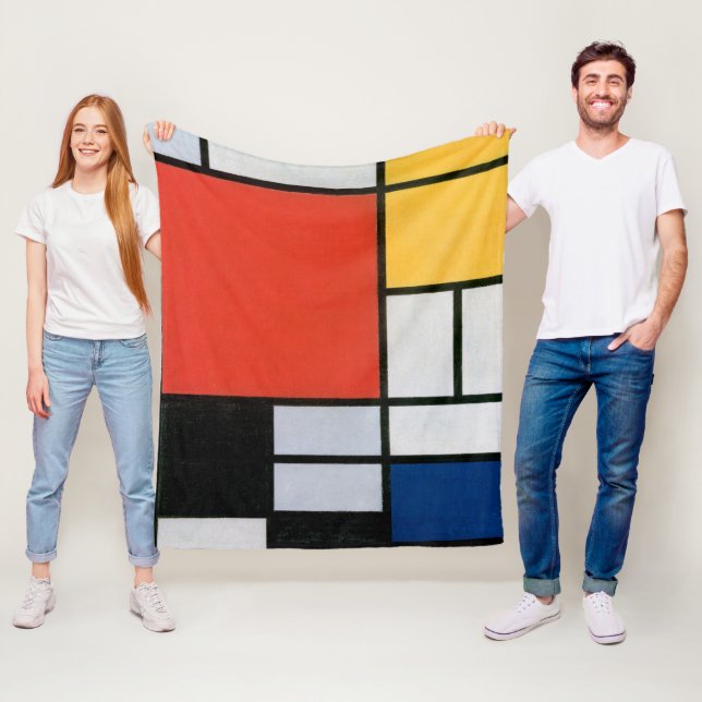 Mondrian Composition Red Yellow Blue Black  Fleece Blanket (In Situ)
