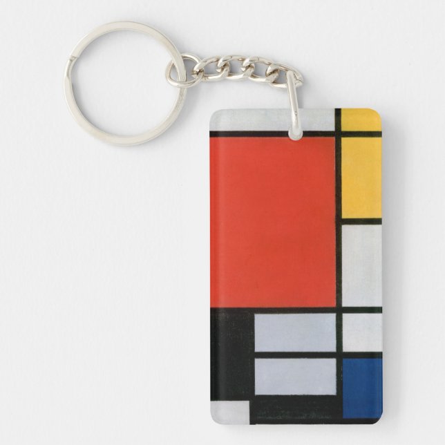 Mondrian Composition Red Yellow Blue Black  Key Ring (Front)
