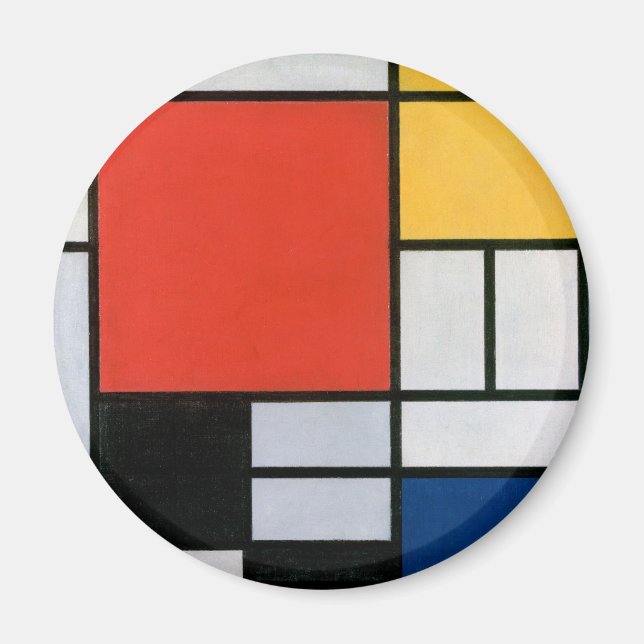 Mondrian Composition Red Yellow Blue Black  Magnet (Front)