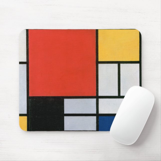 Mondrian Composition Red Yellow Blue Black  Mouse Mat (With Mouse)