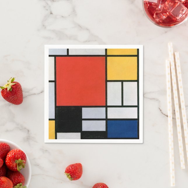Mondrian Composition Red Yellow Blue Black  Napkin (Insitu)