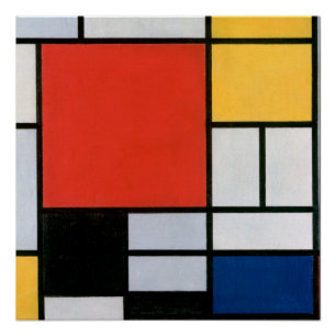 Mondrian Composition Red Yellow Blue Black Poster