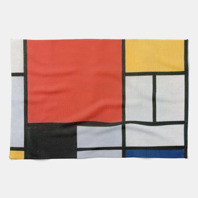 Mondrian Composition Red Yellow Blue Black  Tea Towel (Horizontal)