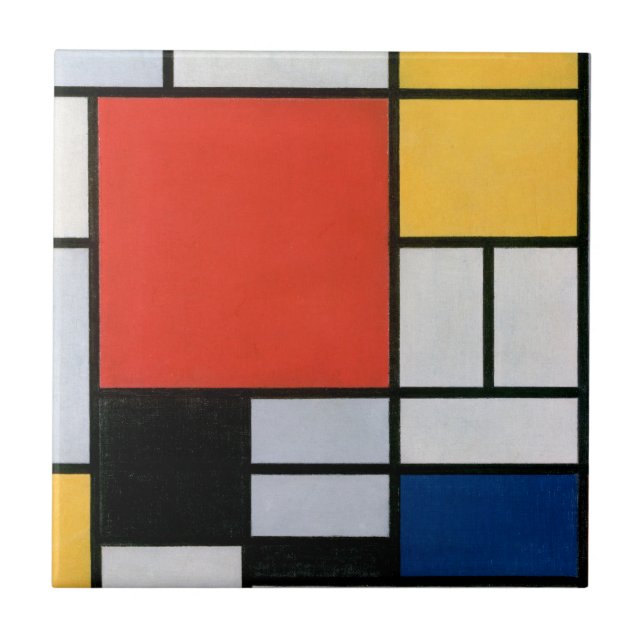 Mondrian Composition Red Yellow Blue Black  Tile (Front)