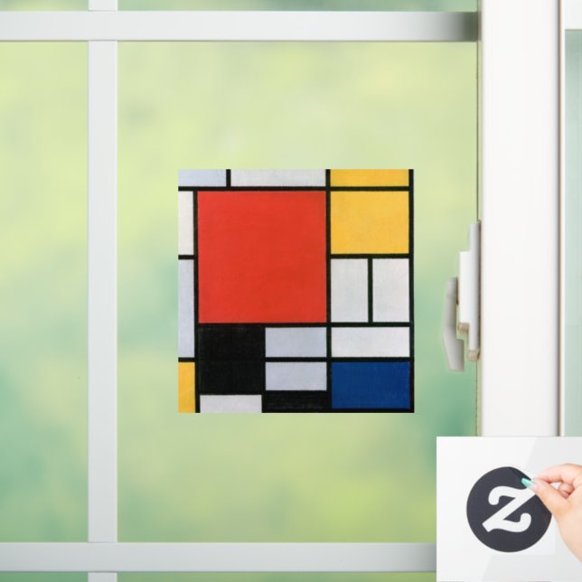 Mondrian Composition Red Yellow Blue Black  Window Cling (Home)