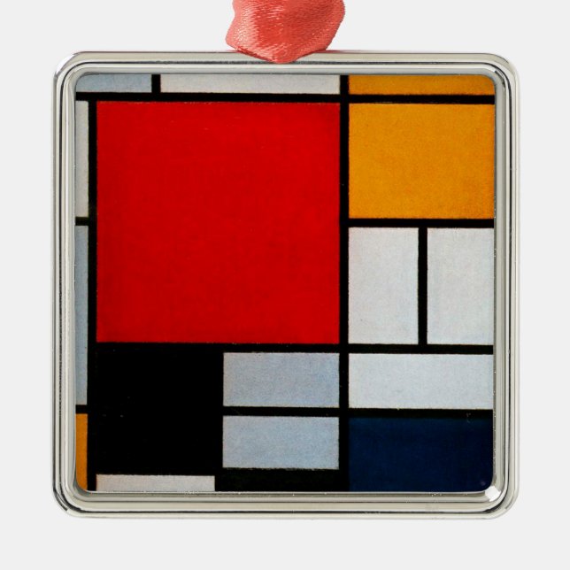 Mondrian - Composition with Large Red Plane  Metal Tree Decoration (Front)