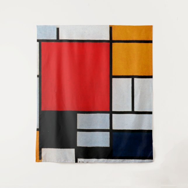 Mondrian - Composition with large red plane Tapestry (Front)