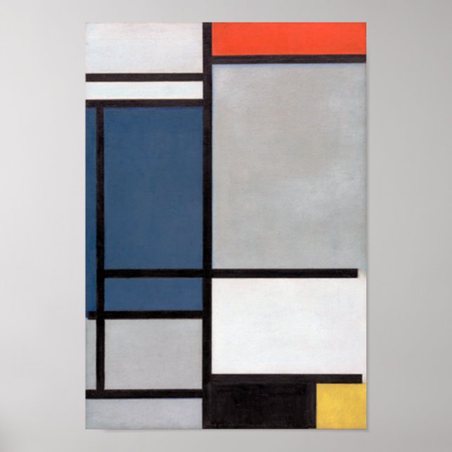 Mondrian Composition with Red, Blue, Black, Yellow Poster (Front)