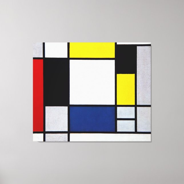 MONDRIAN - COMPOSITION WITH YELLOW, RED, BLUE CANVAS PRINT (Front)