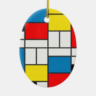 Mondrian Cubism Style Ceramic Tree Decoration