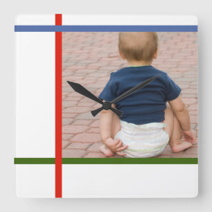 mondrian customisable colour block baby wall clock
